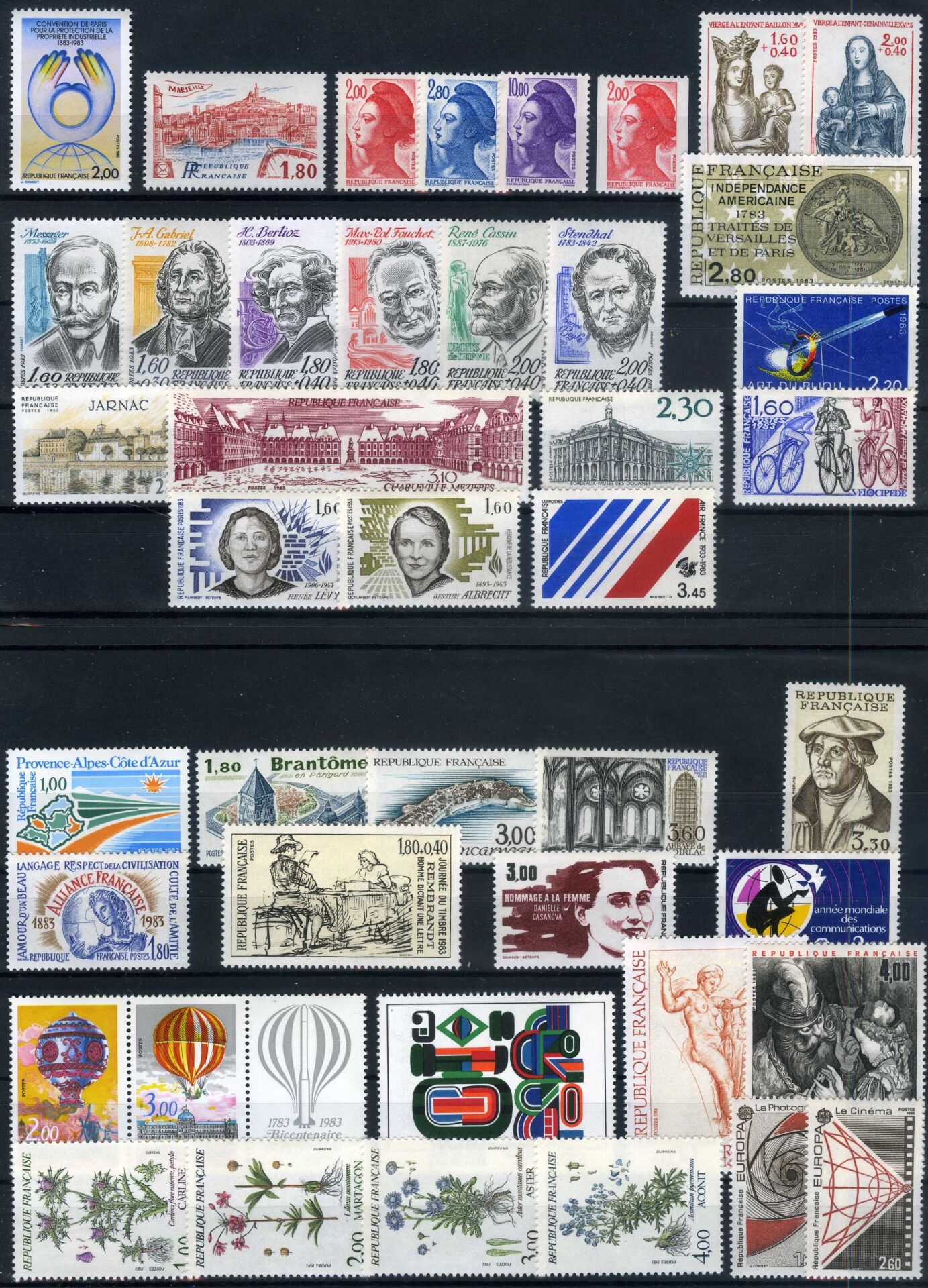 Fransa 1983 Yıl Seti,47 Pul Damgasız Tam Seri