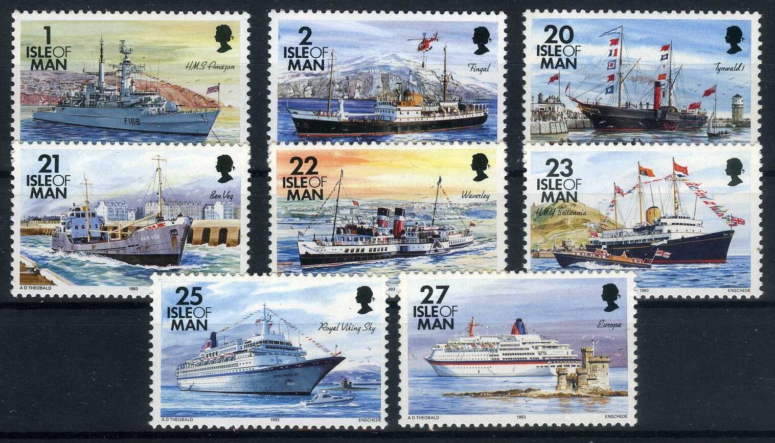 Gemiler Konulu 8 Çeşit Isle of Man Damgasız Tam Seri