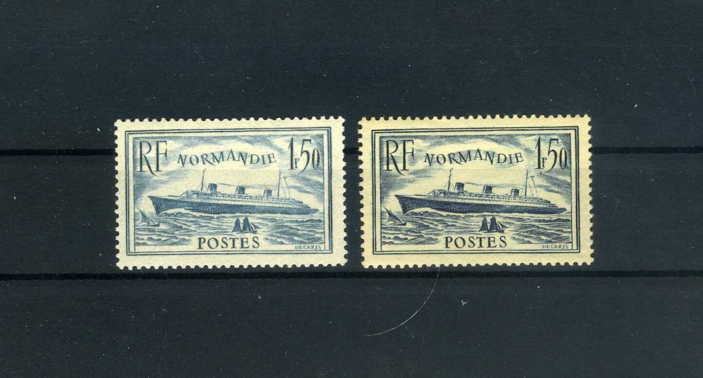 Gemiler, Fransa 1935/1936 Normandiya Yolcu Gemisi,2 Pulluk Damgasız Tam Seri