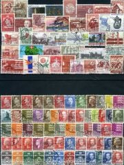 100 Çeşit Damgalı DANİMARKA Pulları