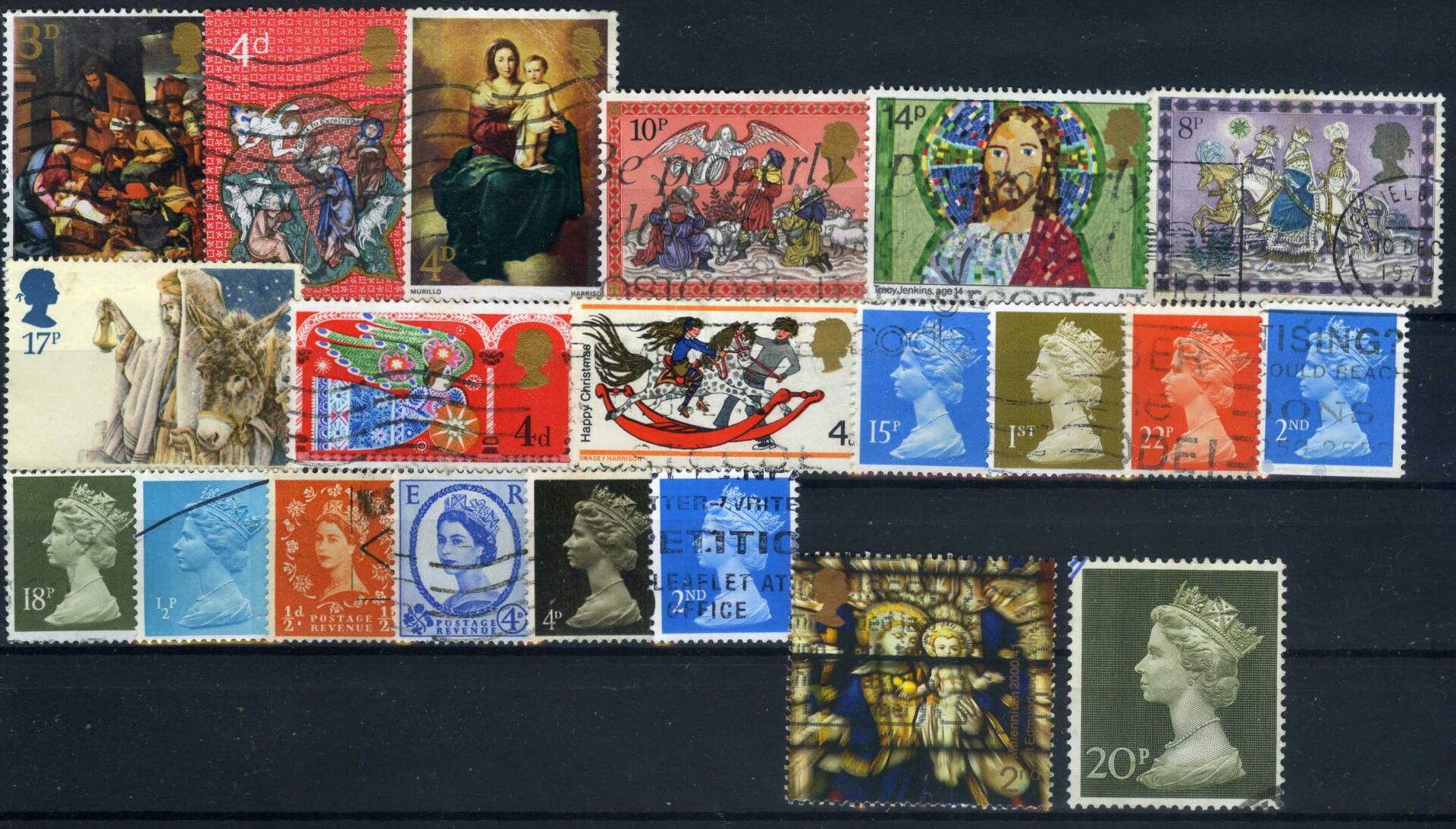 100 Çeşit İNGİLTERE Postadan Geçmiş Damgalı Çeşit