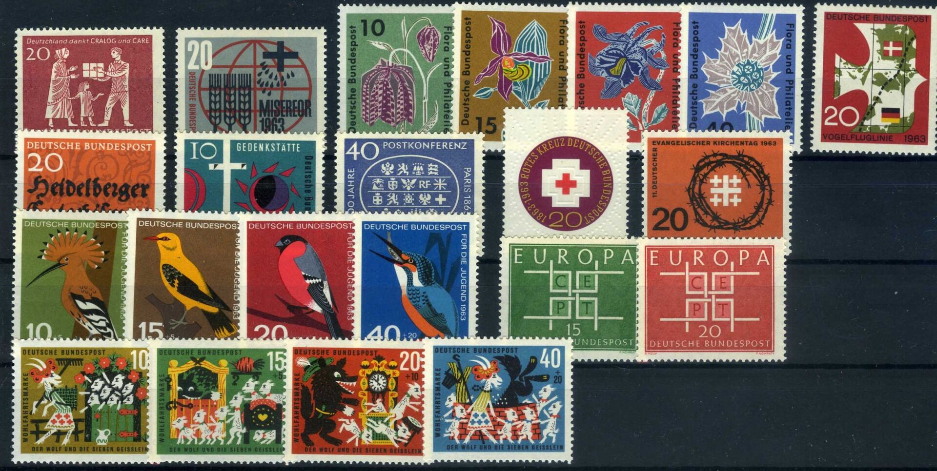ALMANYA,1963 Damgasız Tam Seri Yıl Seti