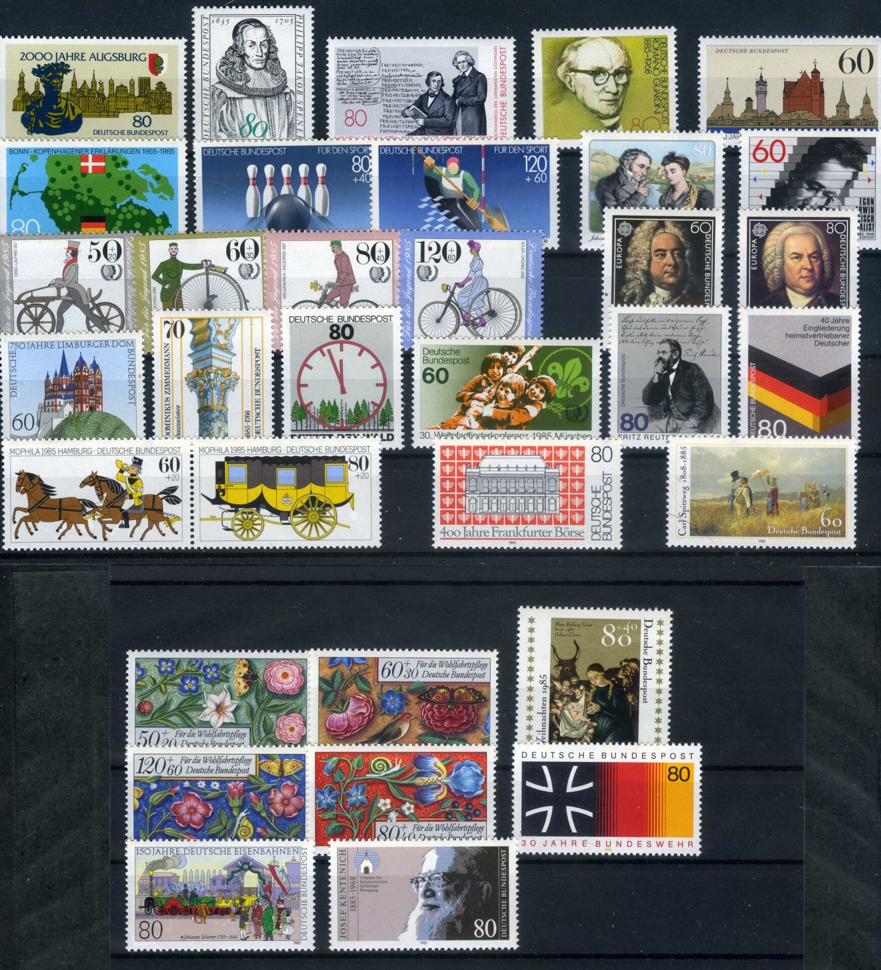 ALMANYA,1985 Yıl Seti,Damgasız 1985 Yılında Çıkan Tüm Pullar,