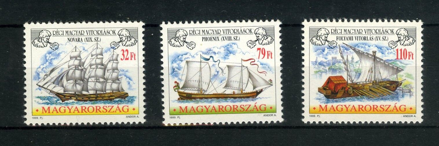 YELKENLİ GEMİLER,1999 MACARİSTAN 3 Pulluk Damgasız Tam Seri
