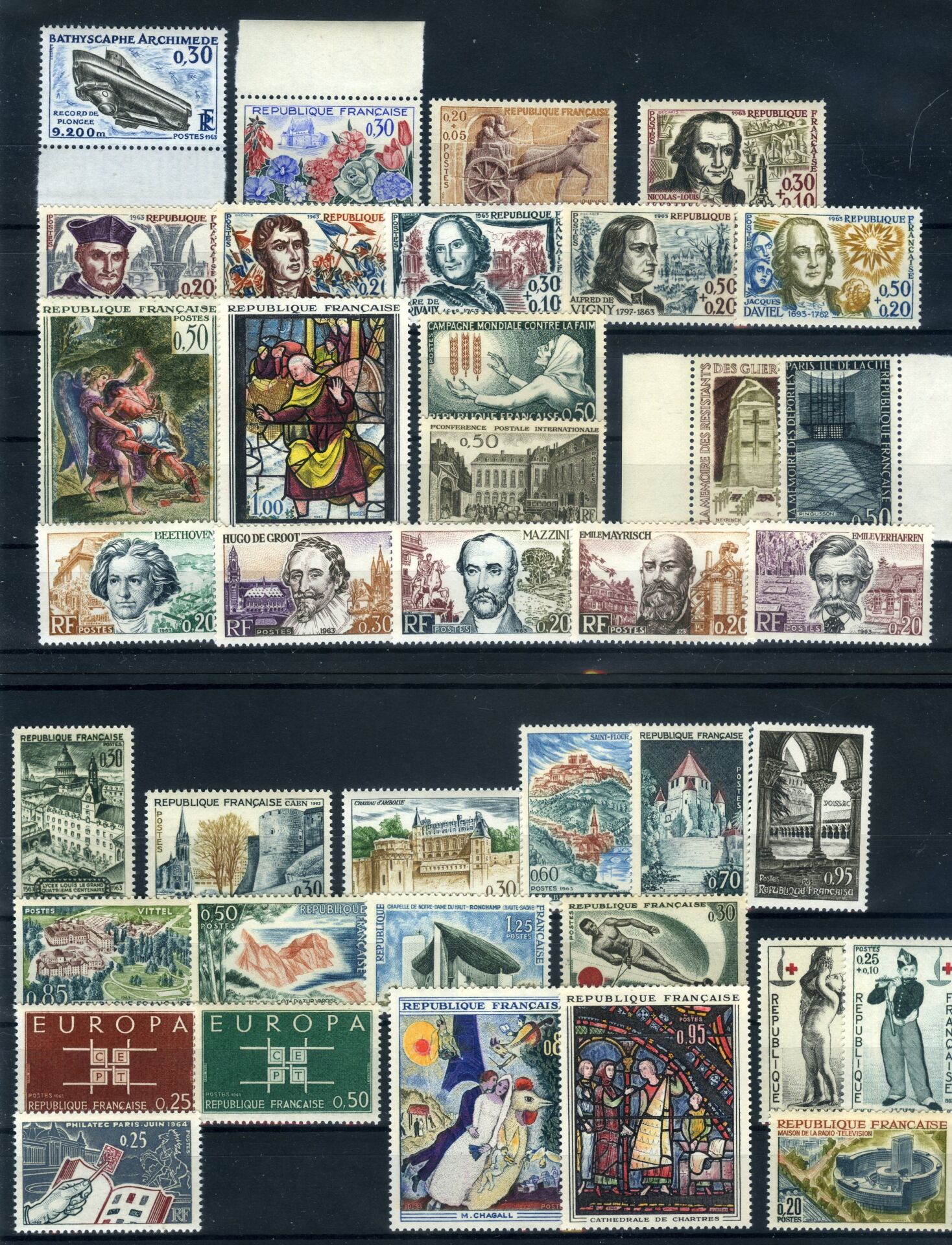 FRANSA 1963 Yıl Seti, Damgasız