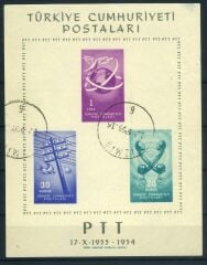 Türkiye Cumhuriyeti,1954 PTT Bloku-Orjinal Damgalı