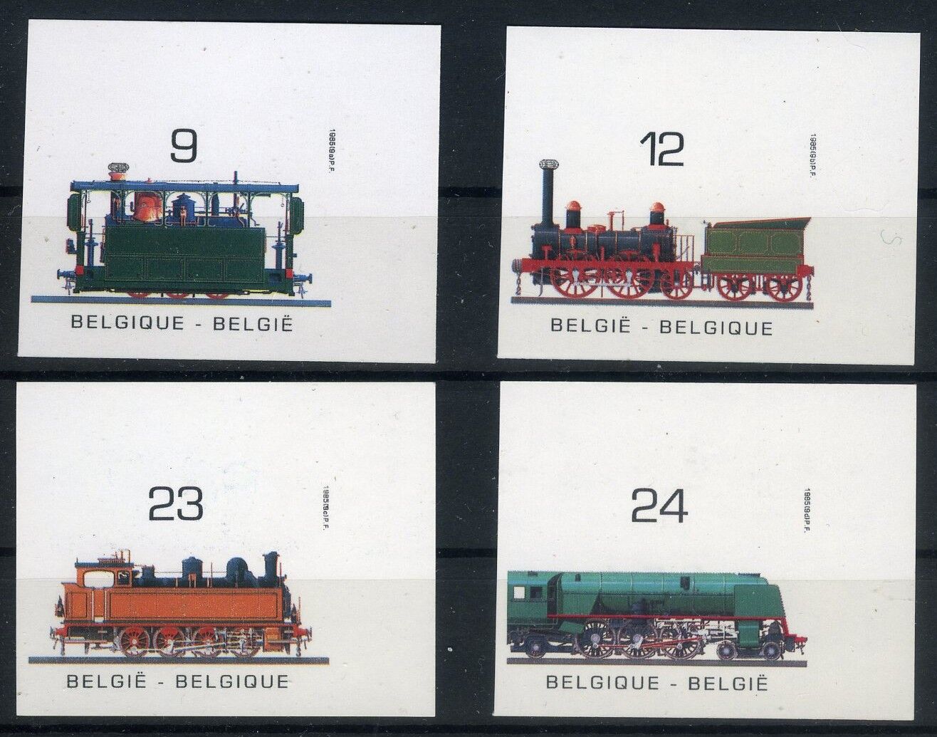 TRENLER,1985 Belçika,DANTELSİZ-Tam Seri-4 Pul