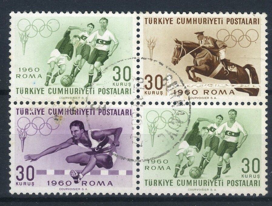 Koleksiyon Pulları,1960 Olimpiyat Blokunda 4'lü Blok Damgalı