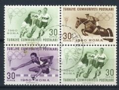 Koleksiyon Pulları,1960 Olimpiyat Blokunda 4'lü Blok Damgalı