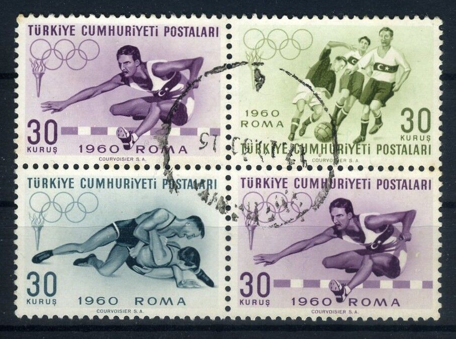 Koleksiyon Pulları,1960 Olimpiyat Blokunda 4'lü Blok Damgalı-1