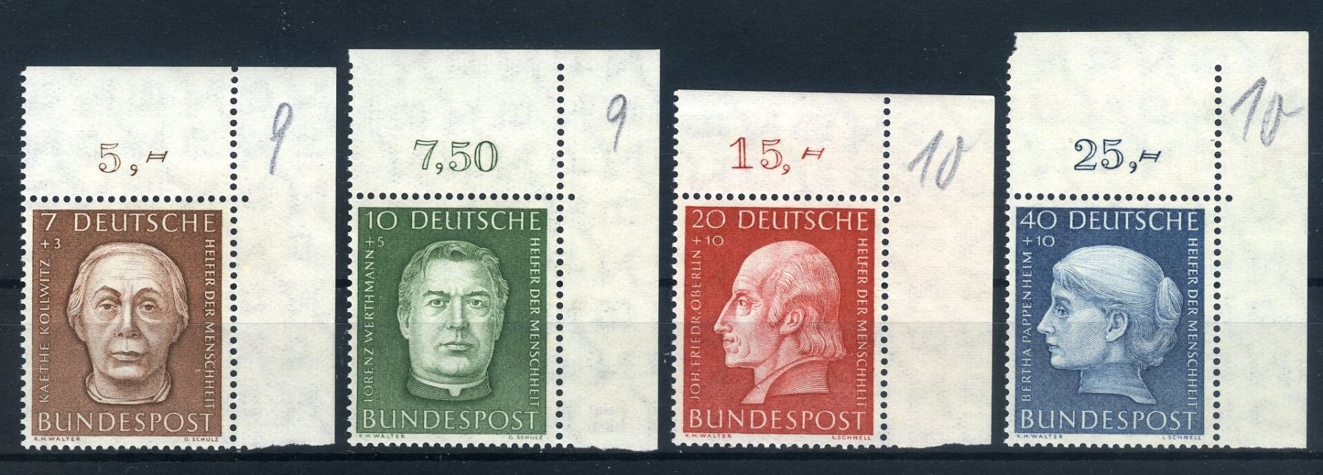 ALMANYA,1954 Yılı-4 Pulluk Damgasız-Wohlfahrts Serisi