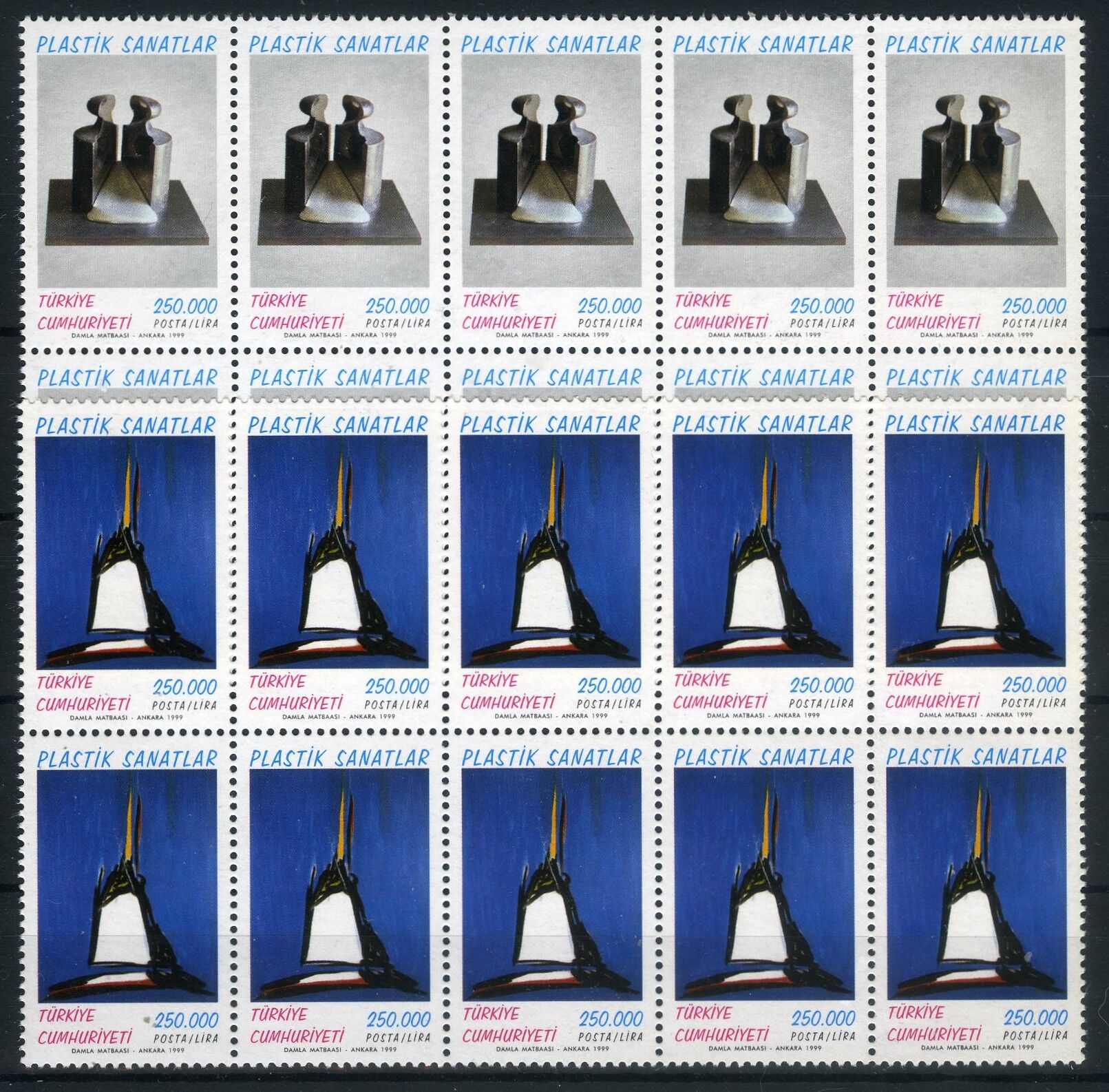 Koleksiyon Pulları,1999 Plastik Sanatlar,Damgasız TOPTAN