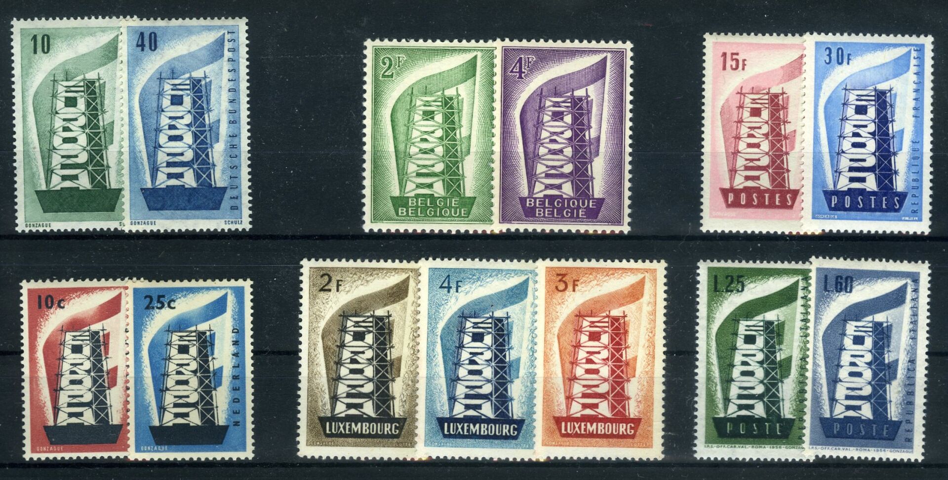 Koleksiyon Pulları,1956 Yılı Europa-CEPT Damgasız Tam Seri