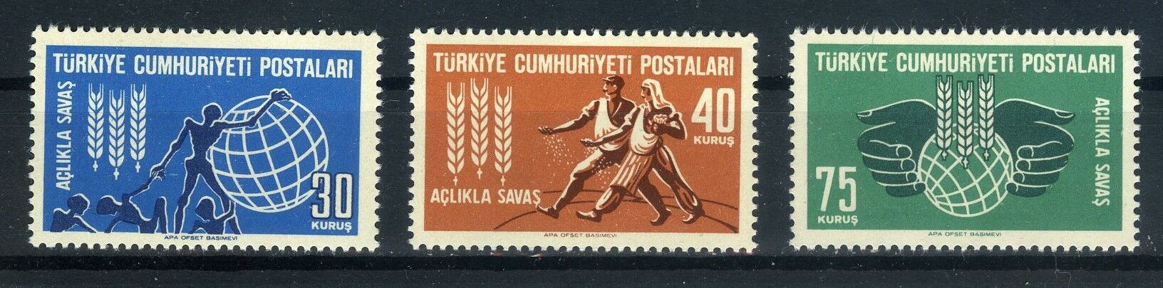 Koleksiyon Pulları,1963 Açlıkla Savaş-10 Serilik Lot-Damgasız