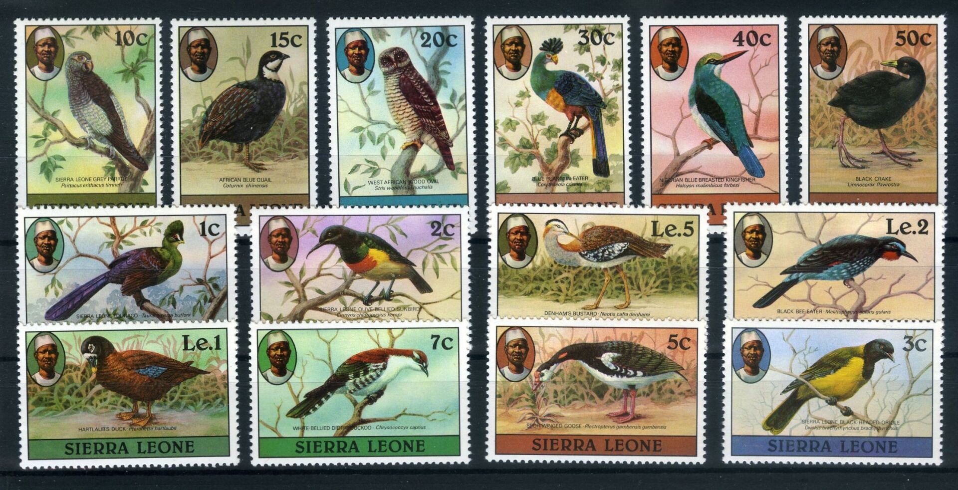 Koleksiyon Pulları, 1980 SIERRA LEONE,15 Pulluk Kuşlar Serisi