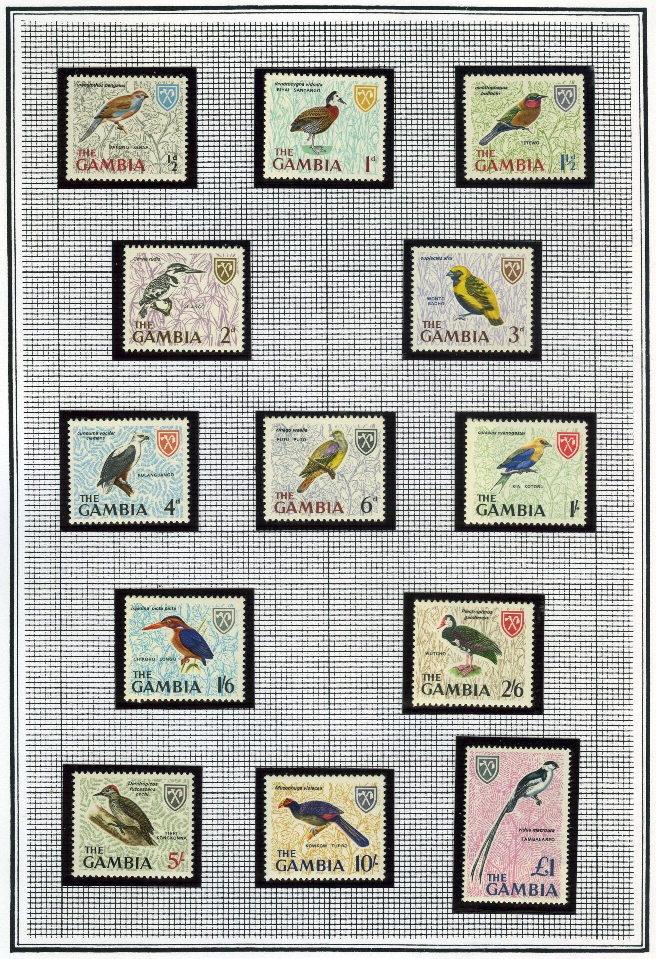 Koleksiyon Pulları,1966 GAMBİA,Damgasız Kuşlar Tam Seri
