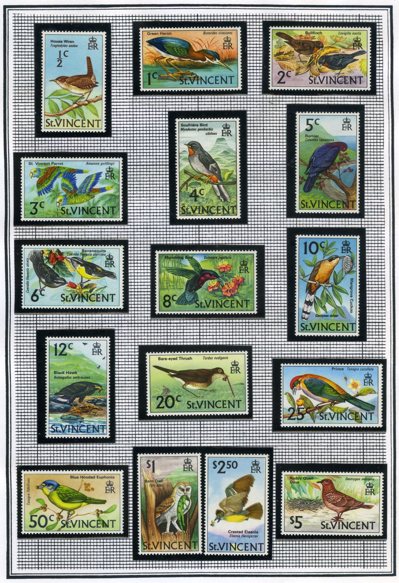 Koleksiyon Pulları,1970 Yılı İngiliz Koloni 16 Pulluk Kuşlar Serisi