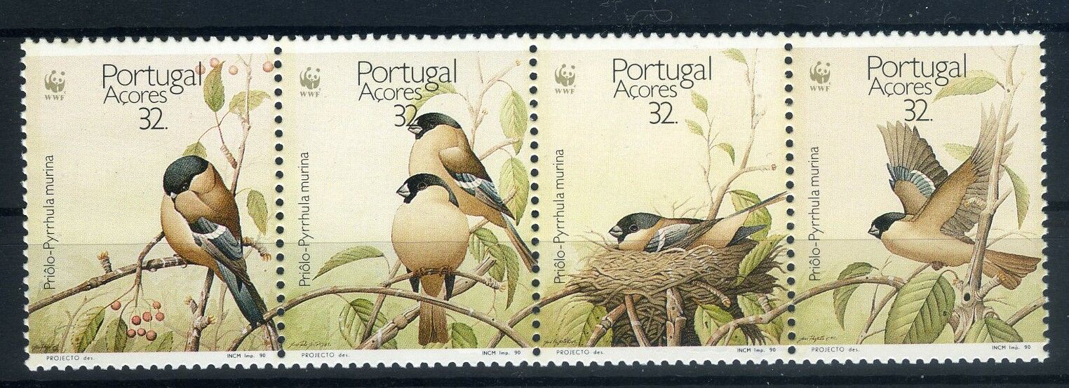 Koleksiyon Pulları, Portekiz Azor Adaları,4 Pulluk Kuşlar Serisi
