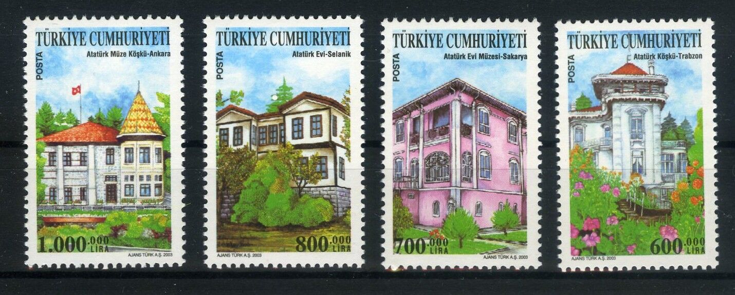 Koleksiyon Pulları,2003 Atatürk Evleri,4 Pulluk Damgasız Seri