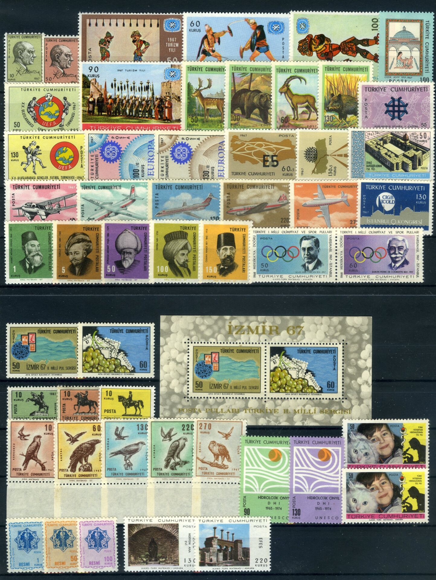 Koleksiyon Pulları,1967 Eksiksik Yıl Seti-Damgasız