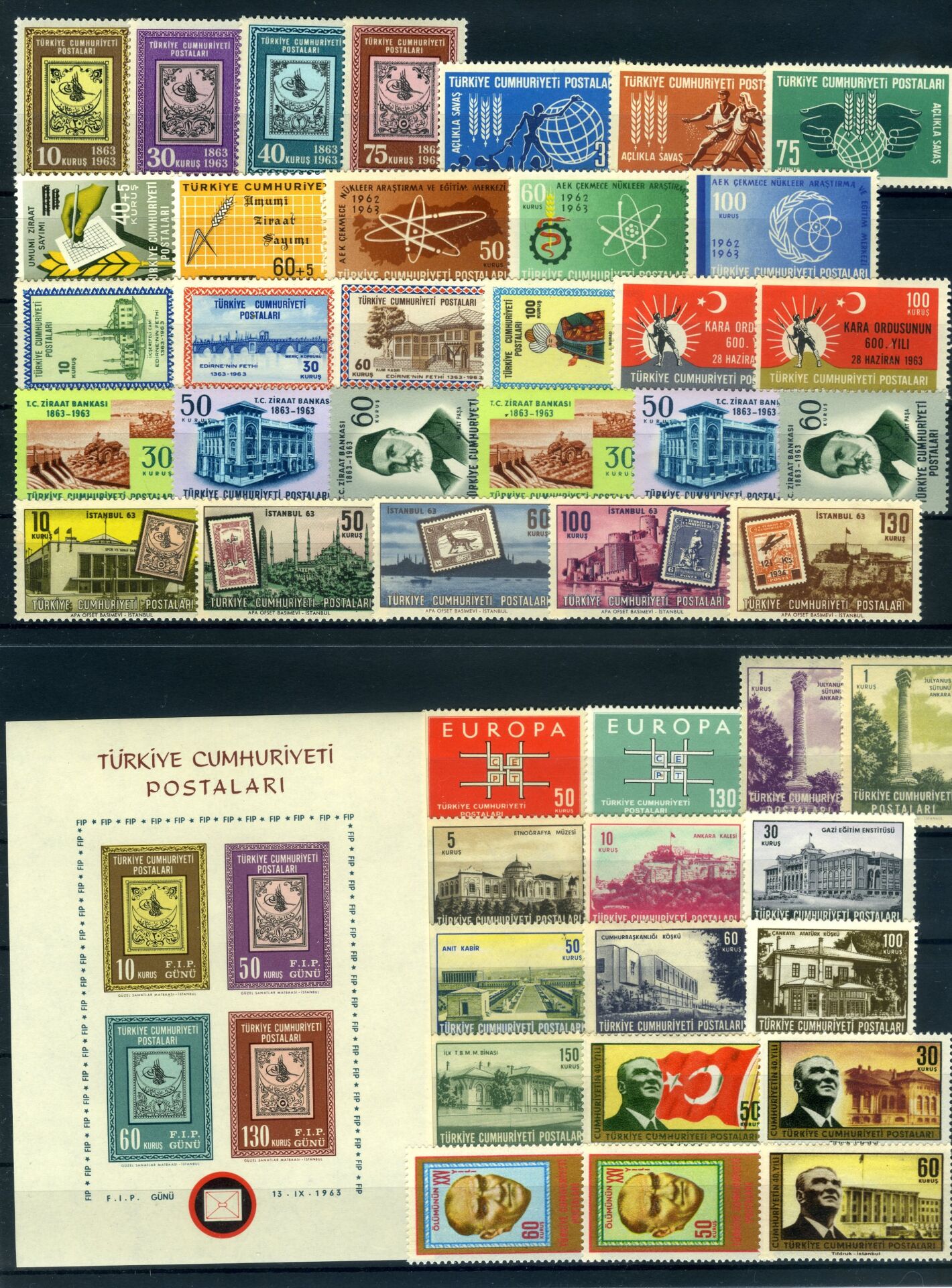 Koleksiyon Pulları, 1963 Yılı Eksiksiz Damgasız Yıl Seti