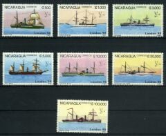 Koleksiyon Pulları, 1990 Gemiler Nicaragua 7 Pul Damgasız Tam Seri