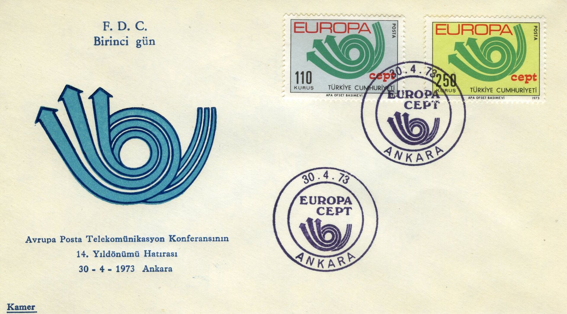 Birinci Gün Zarfı,1973 CEPT-FDC (JS-01)