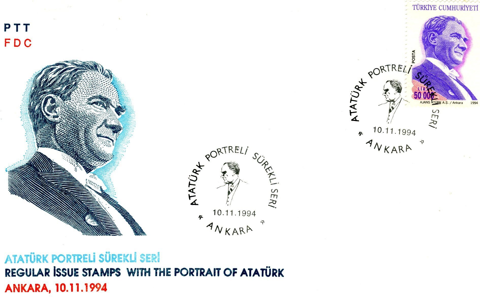 Koleksiyon Pulları, 1994 Ata Posta FDC (Birinci Gün Zarfı)