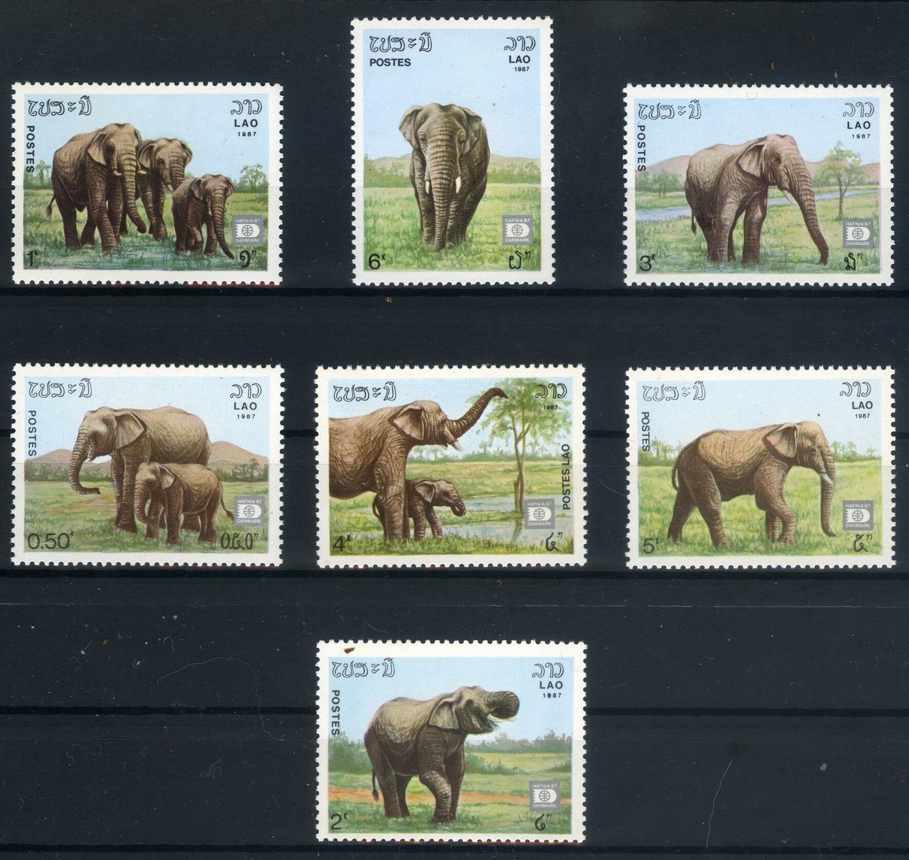 LAOS,Filler Konulu Damgasız 7 Pulluk Tam Seri
