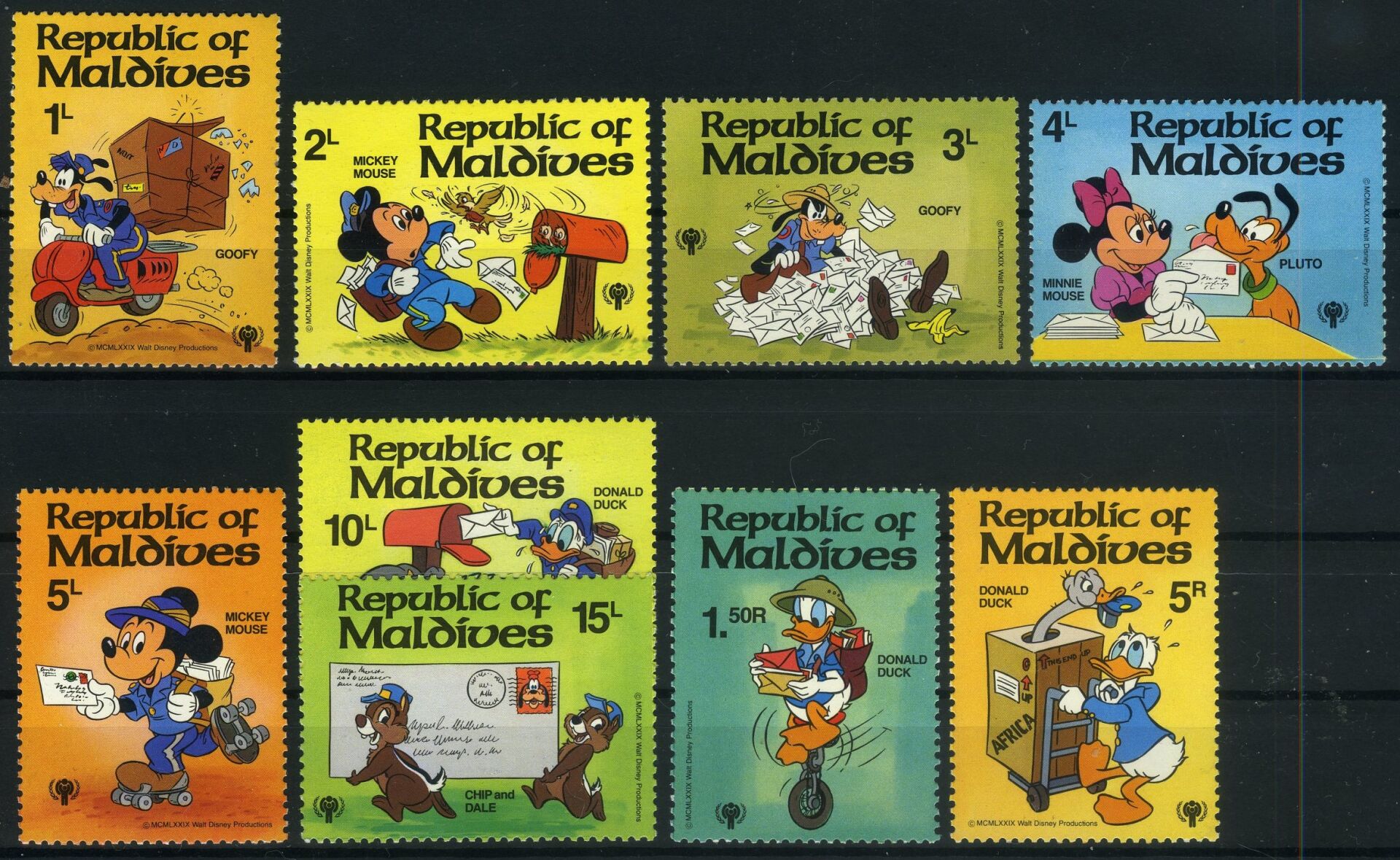 Koleksiyon Pulları,Walt Disney,1981 Damgasız Tam Seri,9 Pul,Jst-2