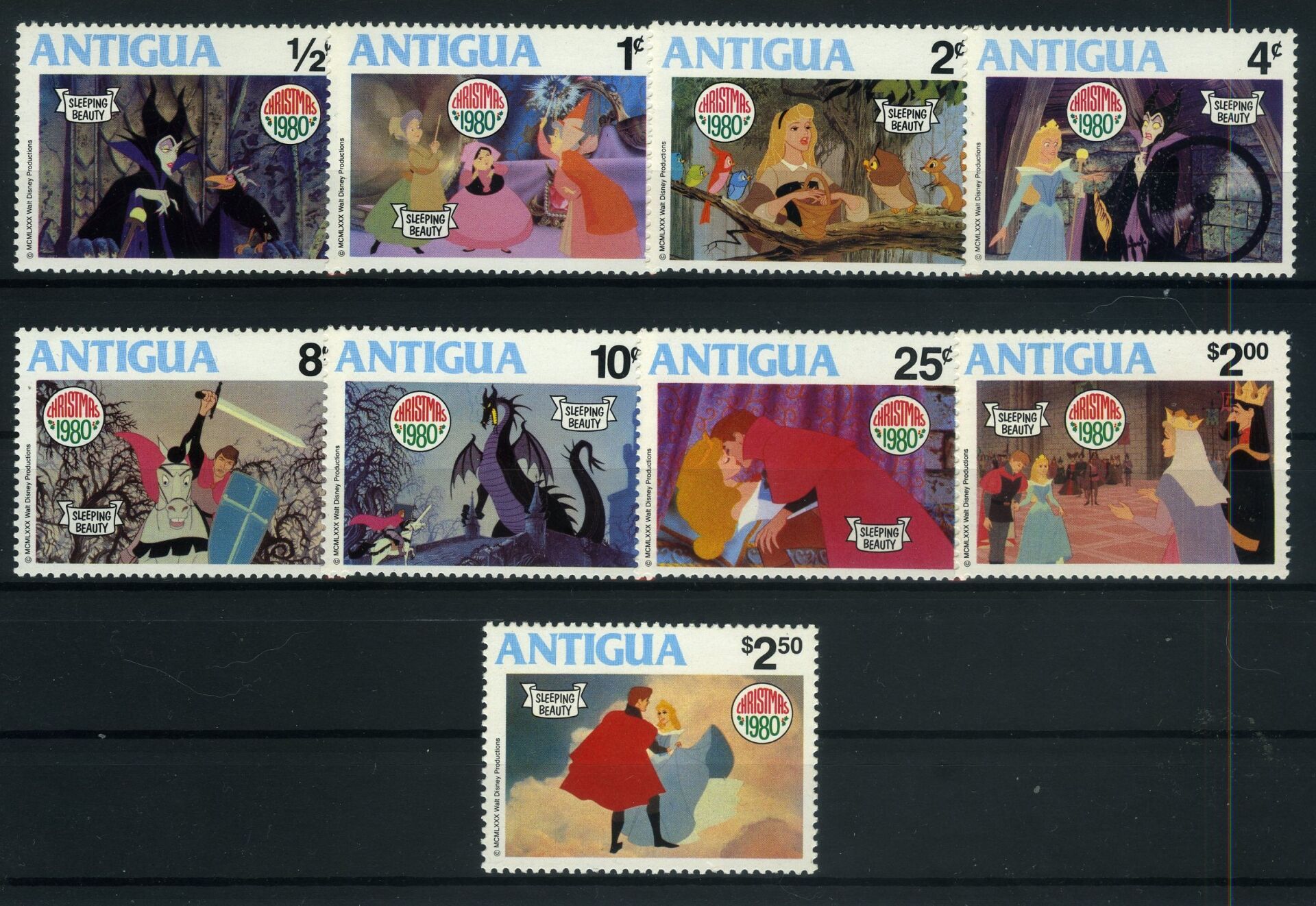Koleksiyon Pulları,Walt Disney,Antigua  Damgasız Tam Seri,7 Pul,Jst-7