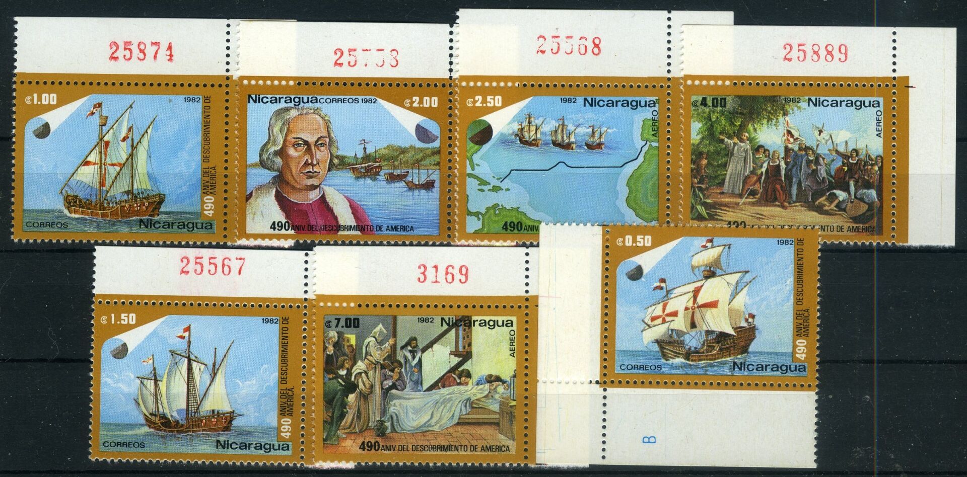 Koleksiyon Pulları,1992 Cristof Colomp-Gemiler 7 Pul Damgasız,JSt-31