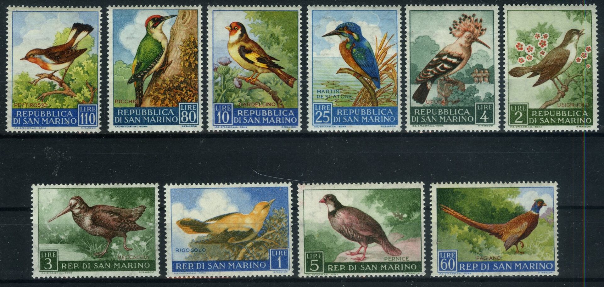 Koleksiyon Pulları,1960 San Marino Kuş Konulu Seri,J.Stamps32