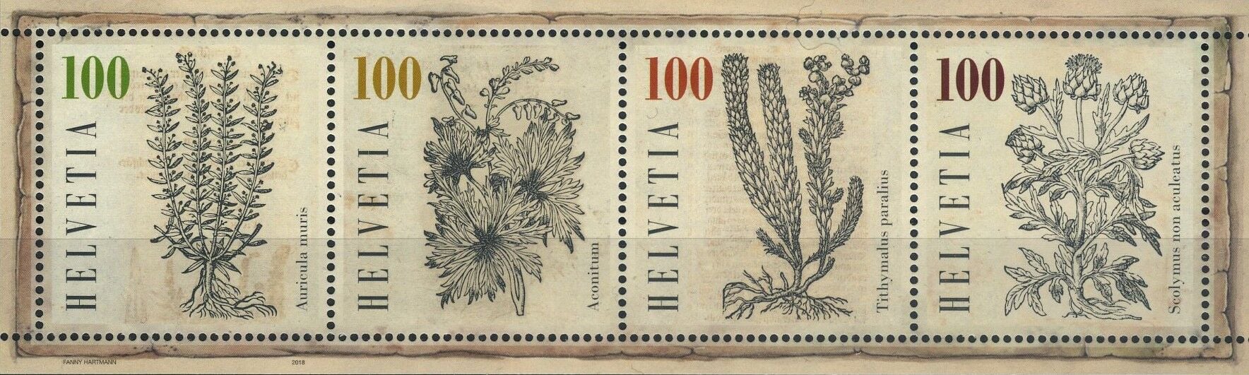 Koleksiyon Pulları,İsviçre Çiçekler 2018,Damgasız,J.Stamps-42