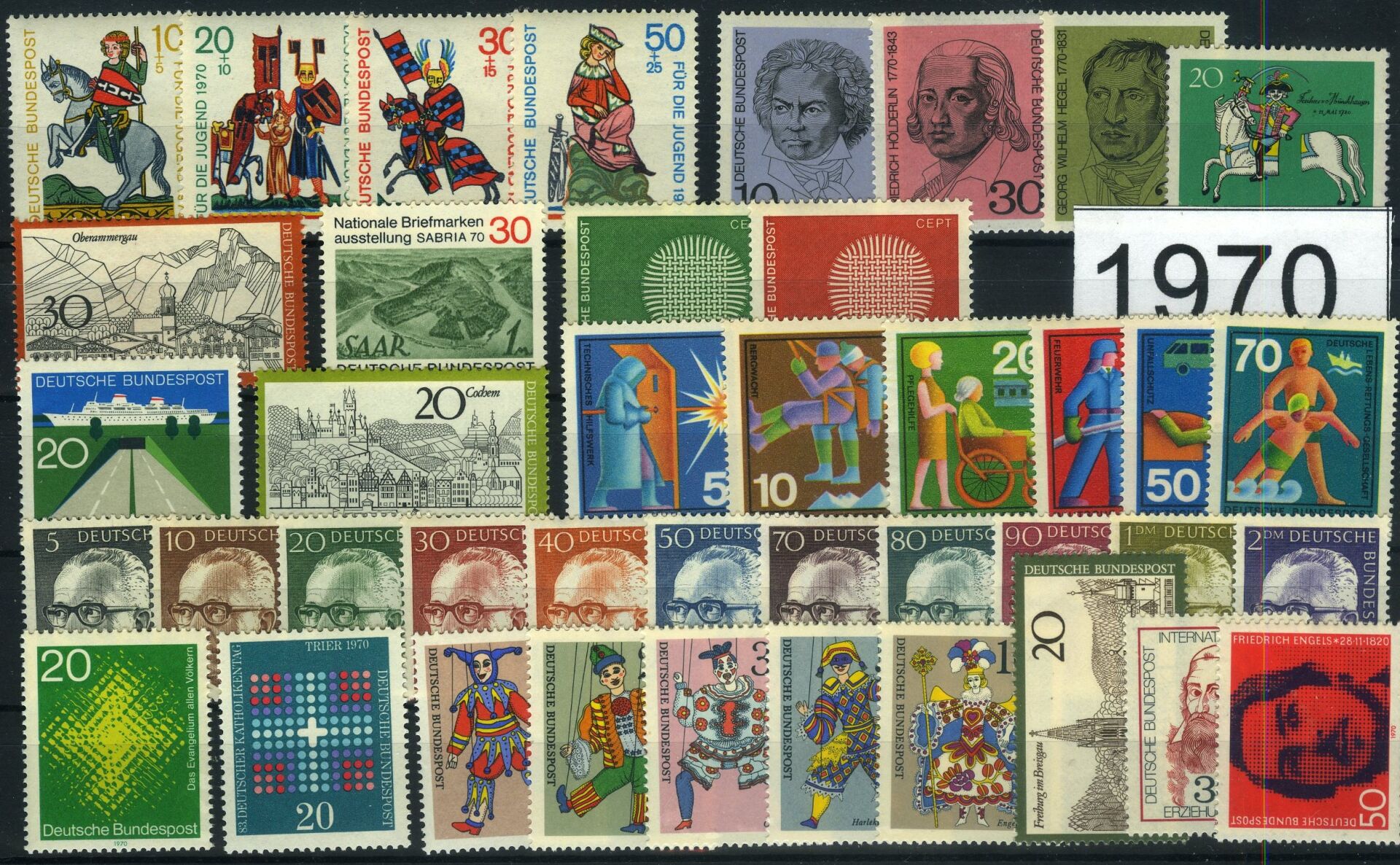 Koleksiyon Pulları,Almanya 1970 Yılı Tam Seri Damgasız,J.Stamps-44