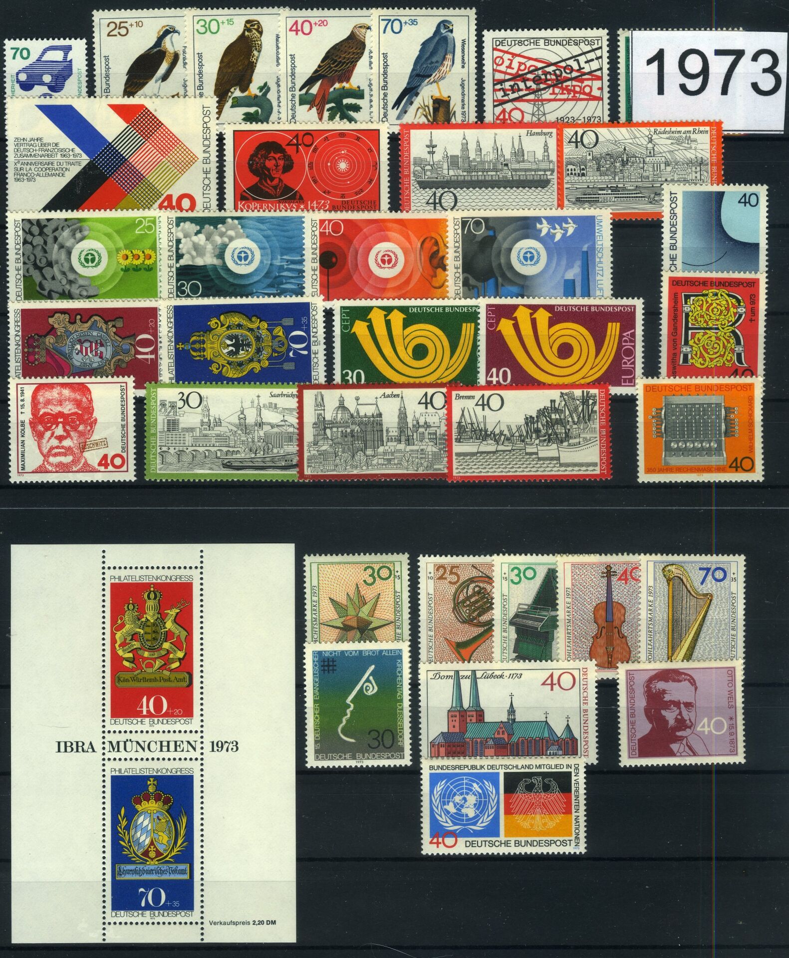 Koleksiyon Pulları,1973 Almanya Yıl Seti,Damgasız Tam Koleksiyon,J.Stamps-47