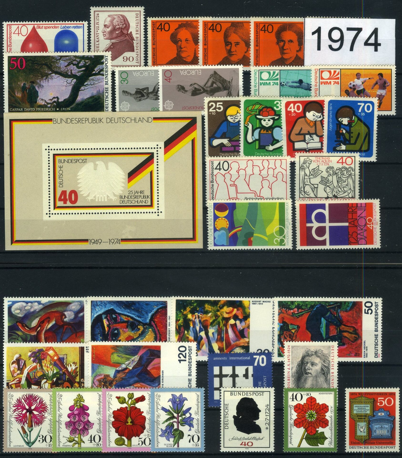 Koleksiyon Pulları,1974 Almanya Damgasız Yıl Seti Pulları,J.Stamps-48