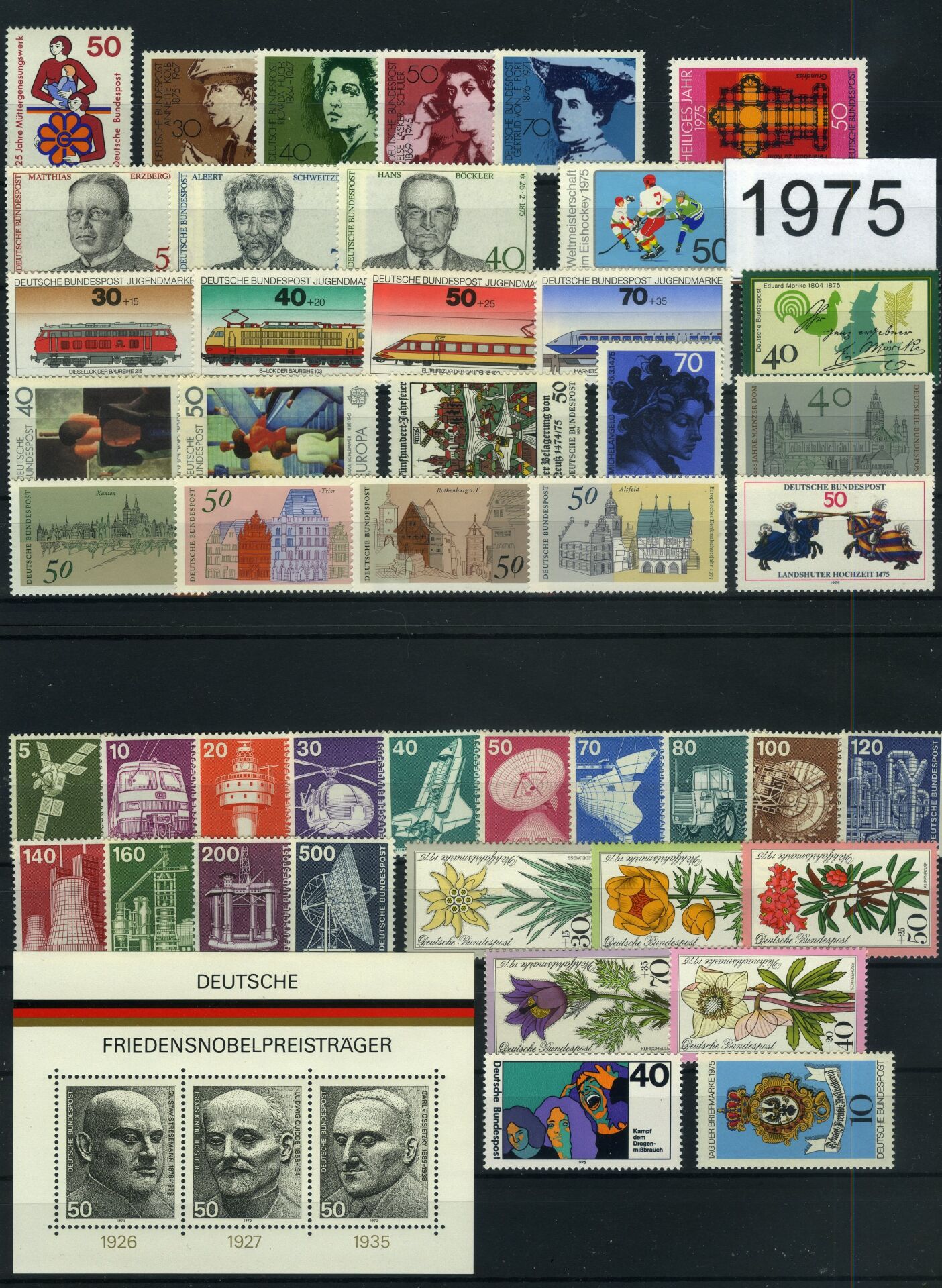 Koleksiyon Pulları,1975 Almanya Damgasız Yıl Seti,J.Stamps-49