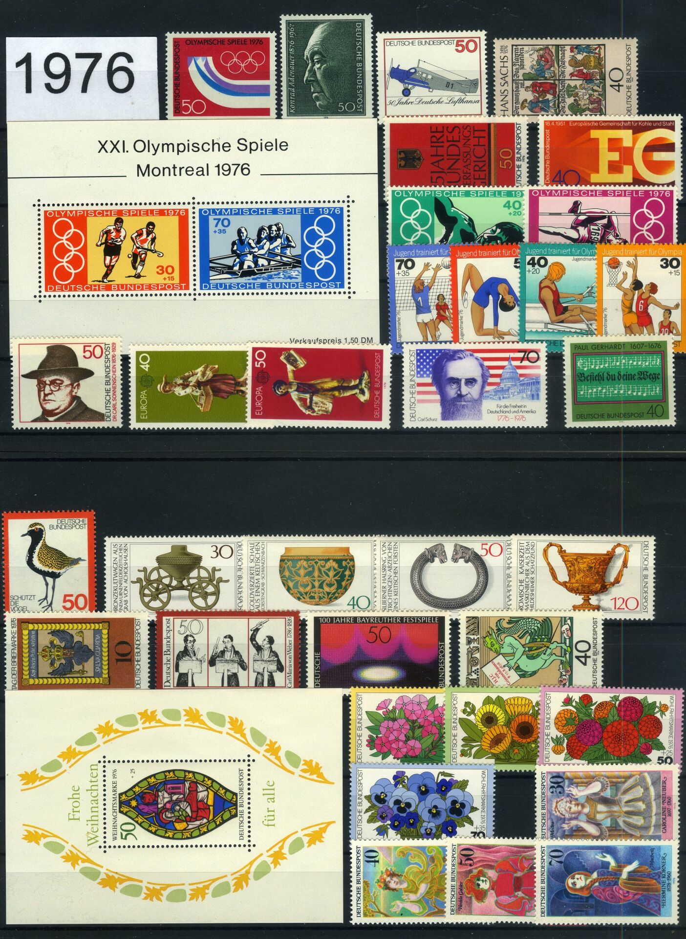 Koleksiyon Pulları,1976 Almanya Damgasız Yıl Seti,J.Stamps-50
