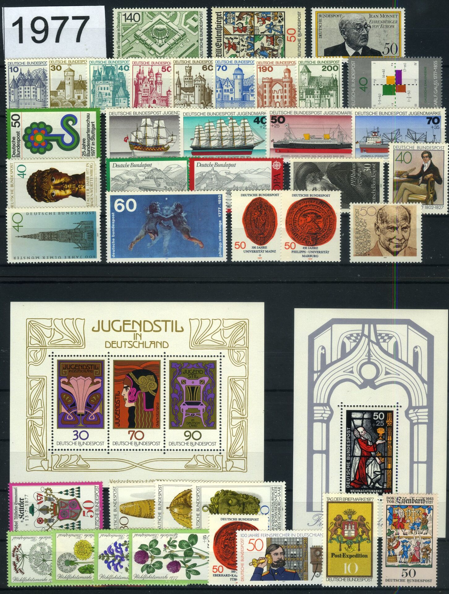 Koleksiyon Pulları,1977 Almanya Damgasız Yıl Seti,J.Stamps-51