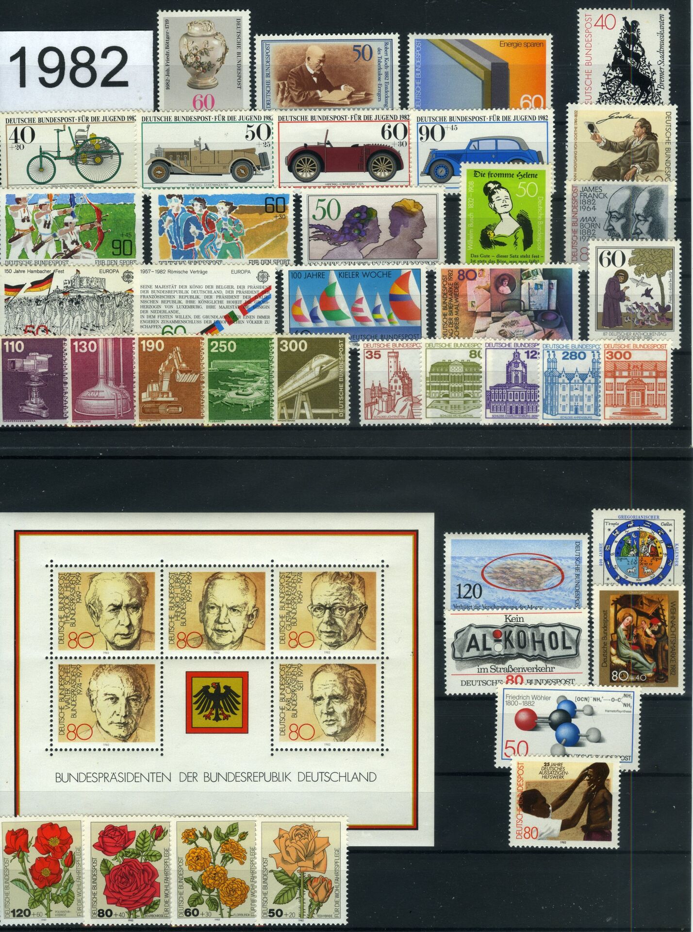 Koleksiyon Pulları,Almanya,1982 Yıl Seti,Damgasız Tam Koleksiyon,J.Stamps-56