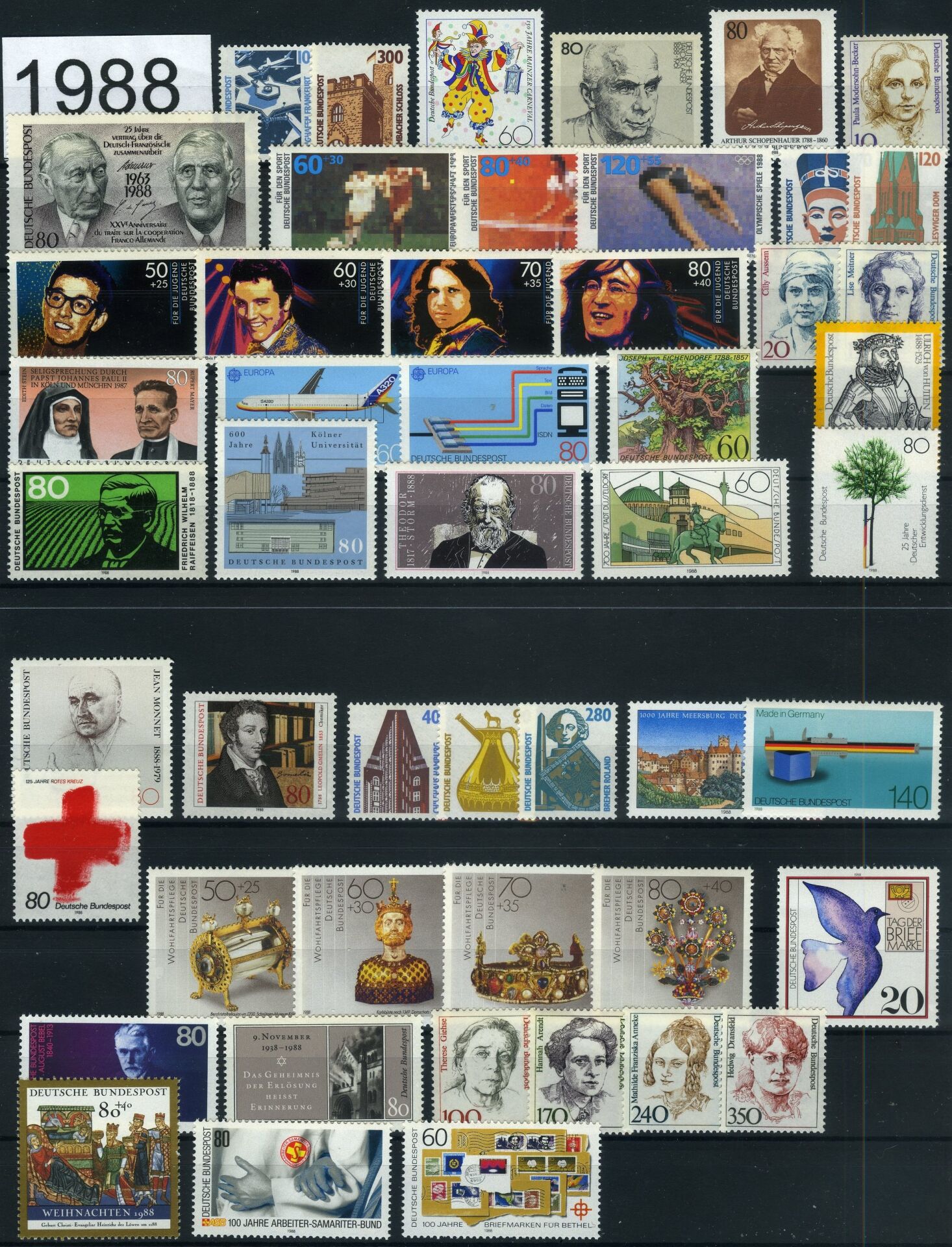 Koleksiyon Pulları,Almanya 1988 Yılı Tam Koleksiyon, Damgasız Yıl Seti,J.Stamps-62