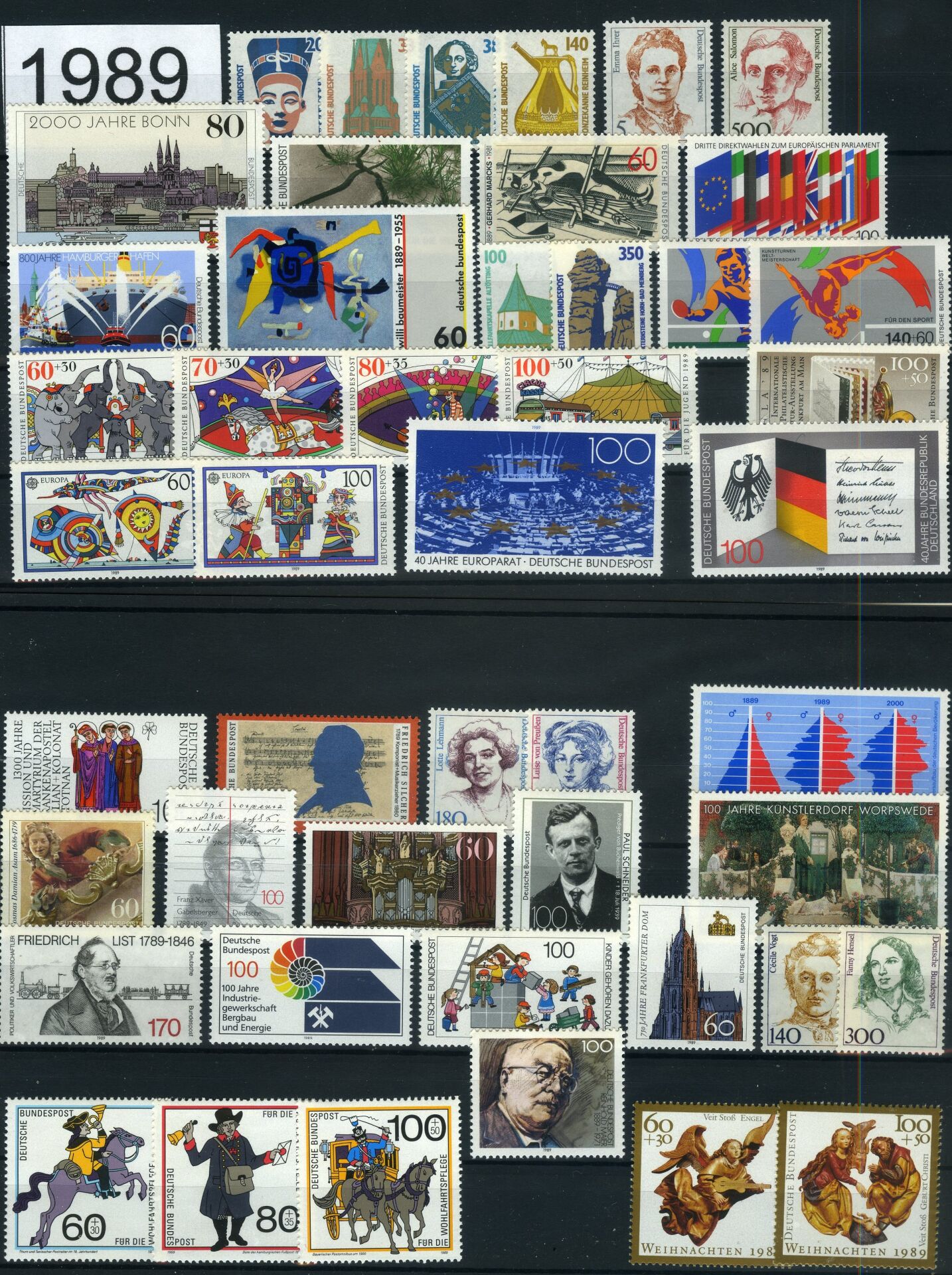 Koleksiyon Pulları,Almanya Damgasız Tam Koleksiyon, 1989 Yıl Seti,J.Stamps-63