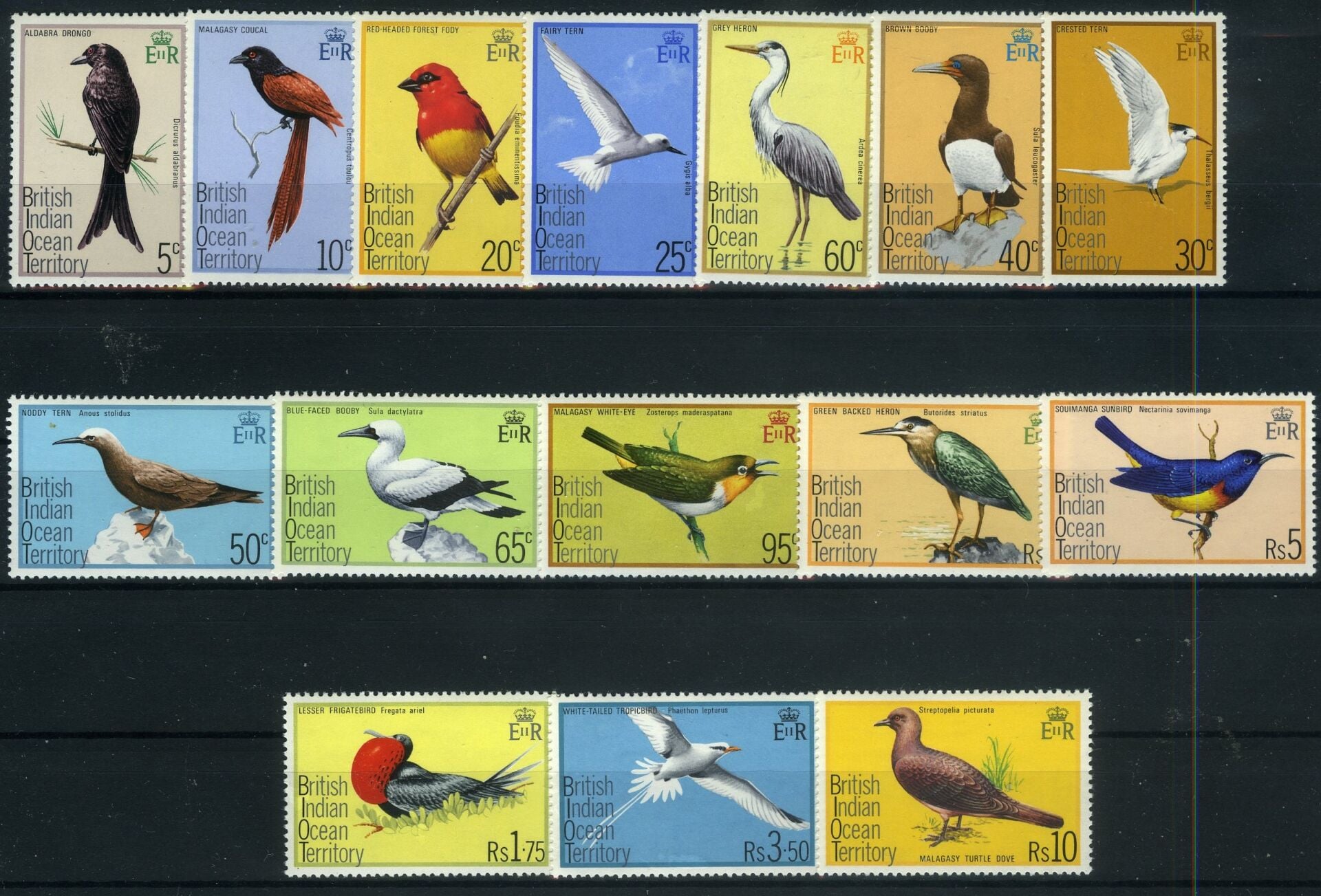 Koleksiyon Pulları,1975 İngiltere Hint Okyanusu Ada Birliği, Kuşlar Serisi,J.Stamps-72
