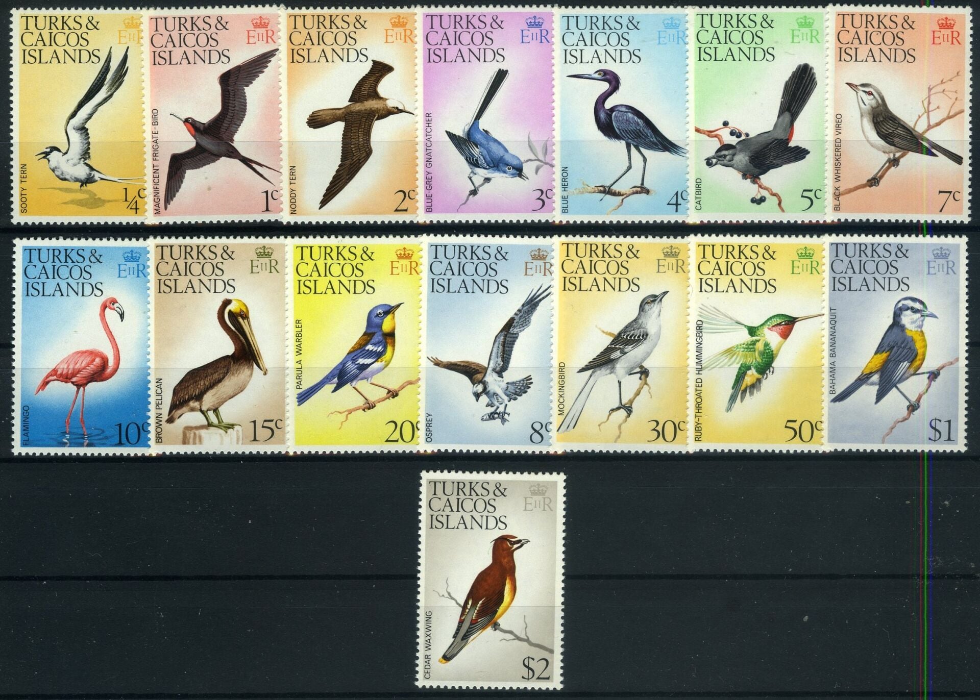Koleksiyon Pulları,1973 Turks and Caicos İslands,15 Pulluk Kuşlar Serisi,J.Stamps-73