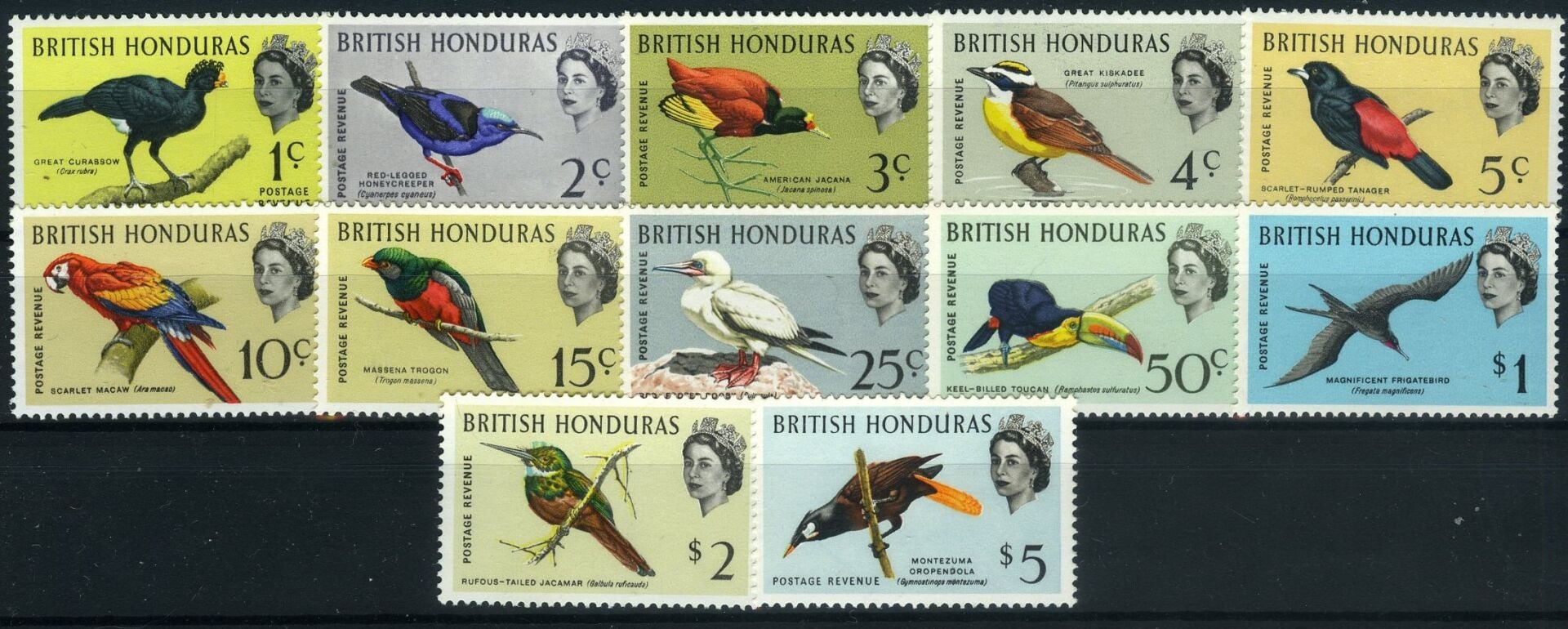 Koleksiyon Pulları,1962 İngiliz Hondurası,12 Pulluk Damgasız tam seri Kuşlar Serisi,J.Stamps-79