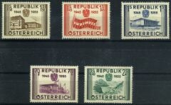 Koleksiyon Pulları,1955 Avusturya 5 Pulluk Damgasız Tam Seri,J.Stamps-89