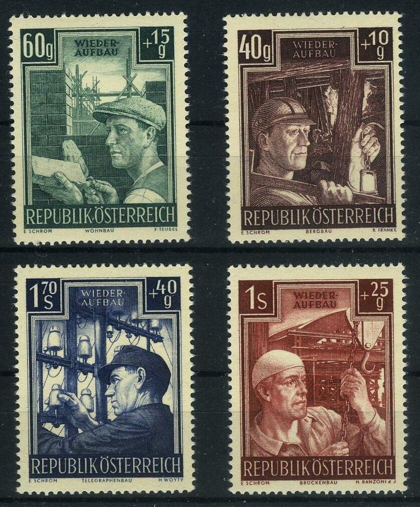 Koleksiyon Pulları,1951 Avusturya 4 Pulluk Damgasız Tam Seri,J.Stamps-90