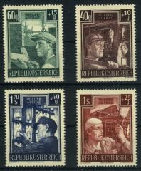 Koleksiyon Pulları,1951 Avusturya 4 Pulluk Damgasız Tam Seri,J.Stamps-90