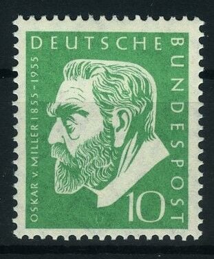 Koleksiyon Pulları, 1955 ALMANYA Oskar von Miller'in 100.Doğum Yılı,J.Stamps-95